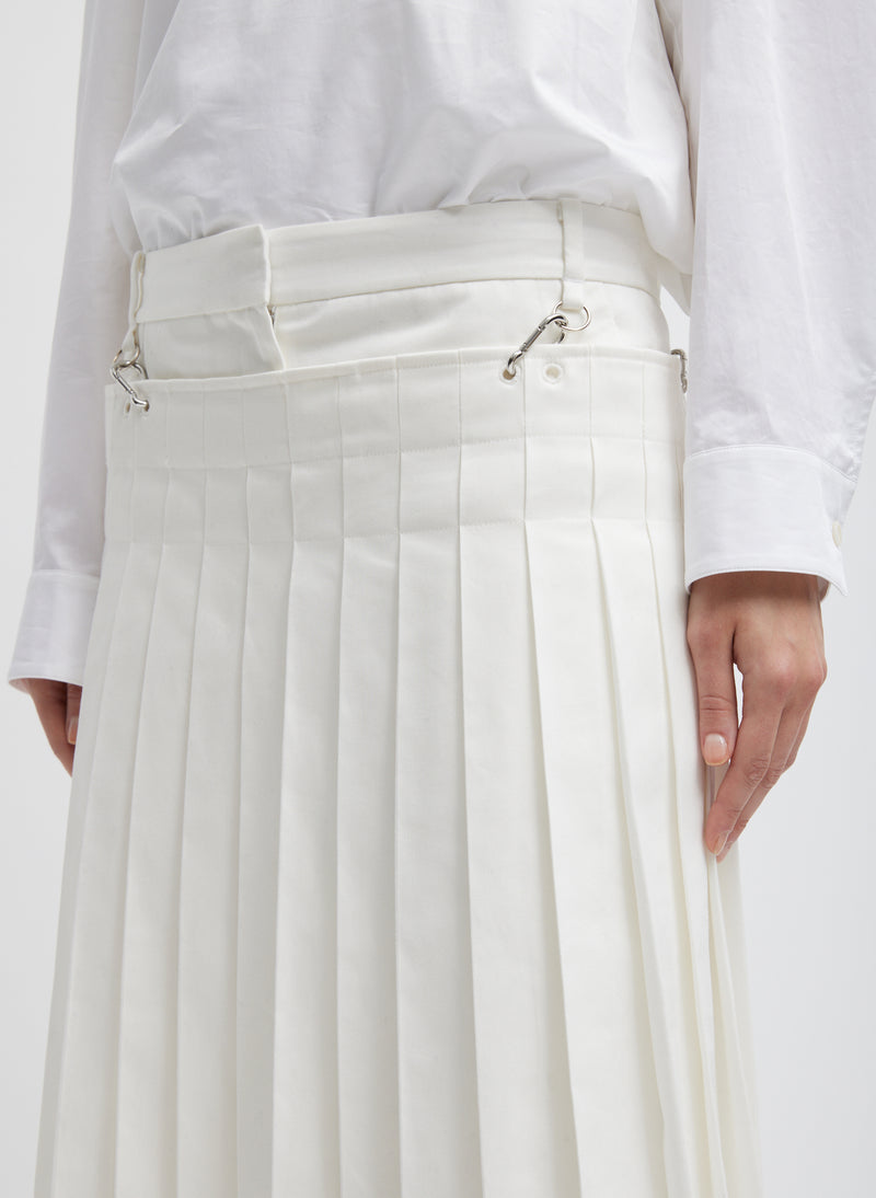 Tibi-Chino Convertible Pleated Skirt - White-Skirts-Boboli-Vancouver-Canada