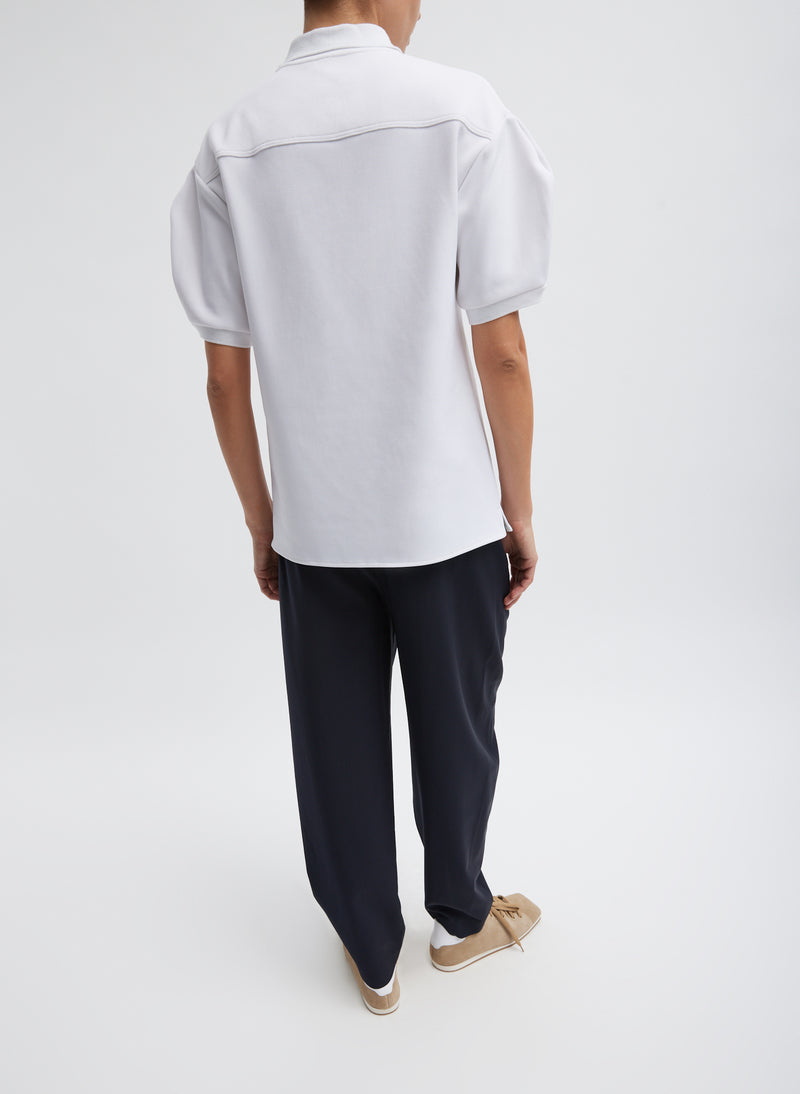 Tibi-Luxe Pique Polo Shirt - White-Shirts-Boboli-Vancouver-Canada