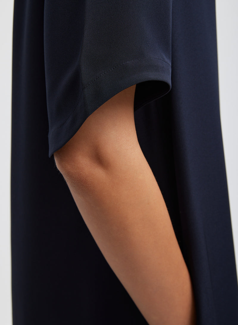 Tibi-4 Ply Silk T-Shirt Dress - Dark Navy-Dresses-Boboli-Vancouver-Canada