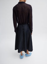 Tibi-Sheer Sweater Polo Button Cardigan - Dark Navy-Cardigans-Boboli-Vancouver-Canada