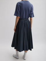 Tibi-Oliver Cotton Stretch Pintucked Skirt - Slate Blue-Skirts-Boboli-Vancouver-Canada
