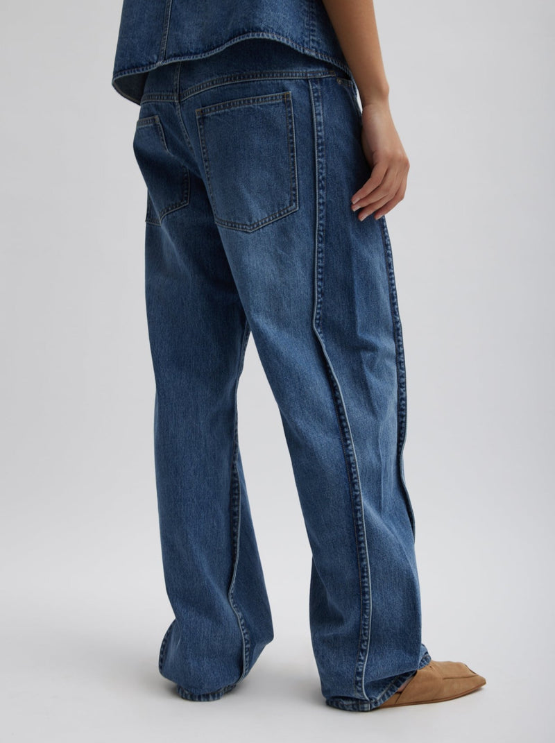 Tibi-Spring Denim Tuck Jean - Classic Blue-Pants-Boboli-Vancouver-Canada