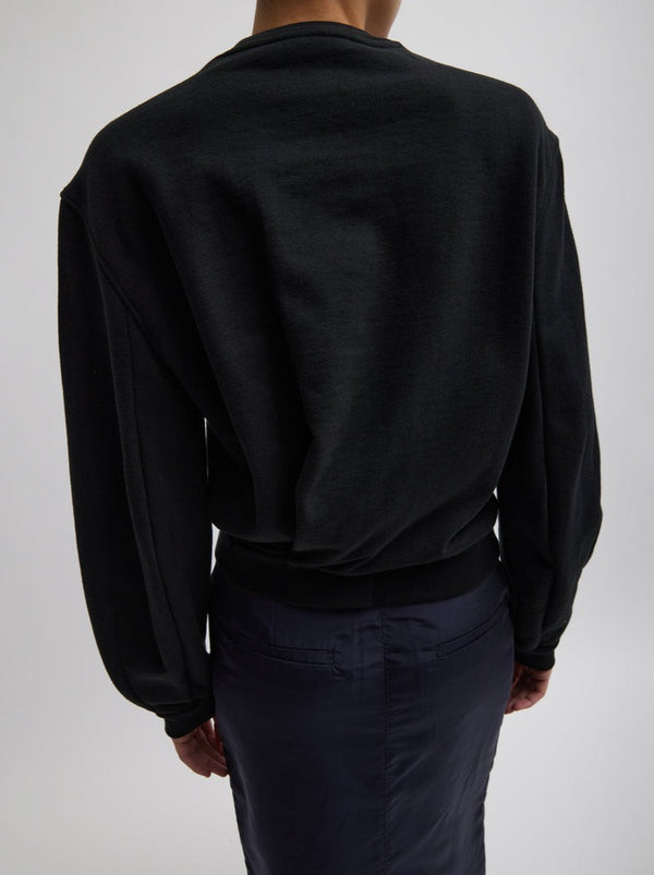 Tibi-Sculpted Sleeve Short Sweatshirt - Black-Sweaters-Boboli-Vancouver-Canada
