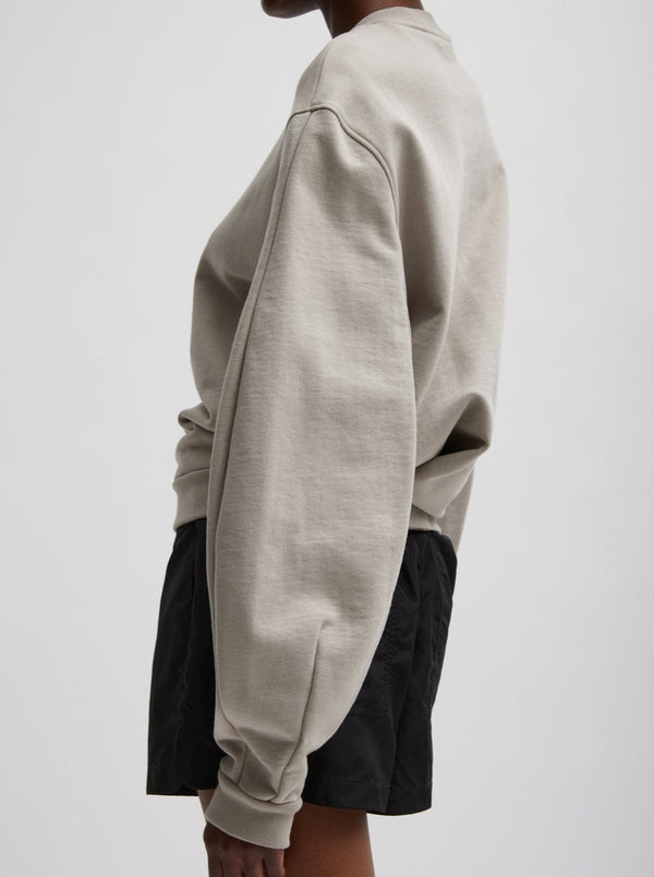 Tibi-Sculpted Sleeve Short Sweatshirt - Light Stone-Sweaters-Boboli-Vancouver-Canada