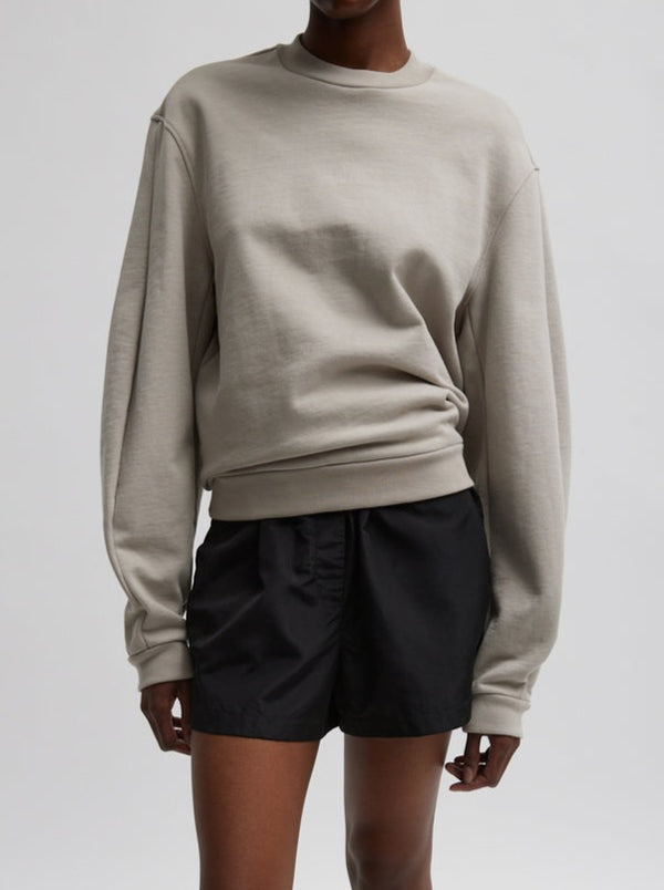 Tibi-Sculpted Sleeve Short Sweatshirt - Light Stone-Sweaters-XXS-Boboli-Vancouver-Canada