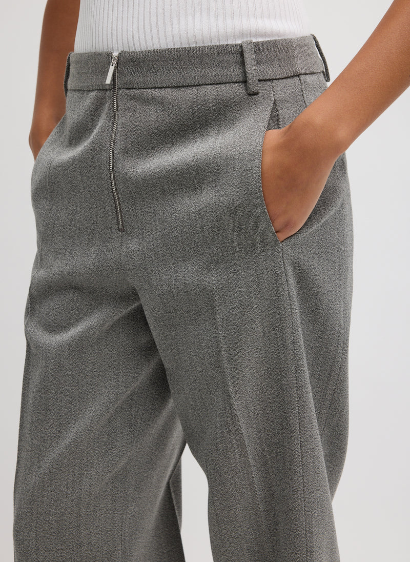 Tibi-Structured Wool Zip Front Trouser - Grey-Pants-Boboli-Vancouver-Canada