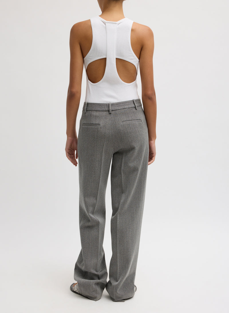 Tibi-Structured Wool Zip Front Trouser - Grey-Pants-Boboli-Vancouver-Canada