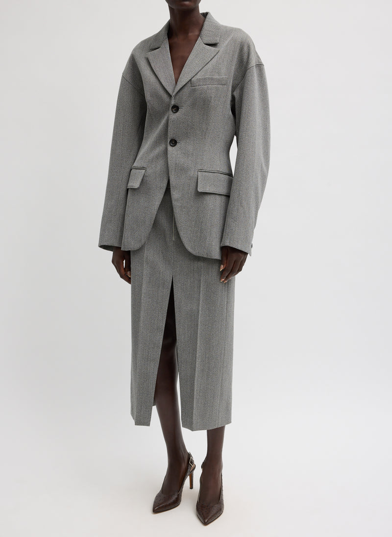 Tibi-Structured Wool Zip Front Midi Trouser Skirt - Grey-Skirts-Boboli-Vancouver-Canada