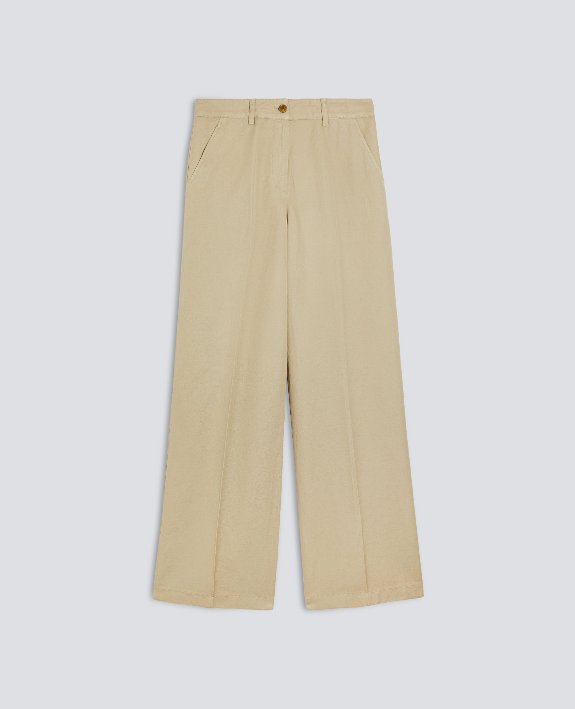 Aspesi-Garment-Dyed Cotton Linen Gabardine Trousers - Beige-Pants-Boboli-Vancouver-Canada