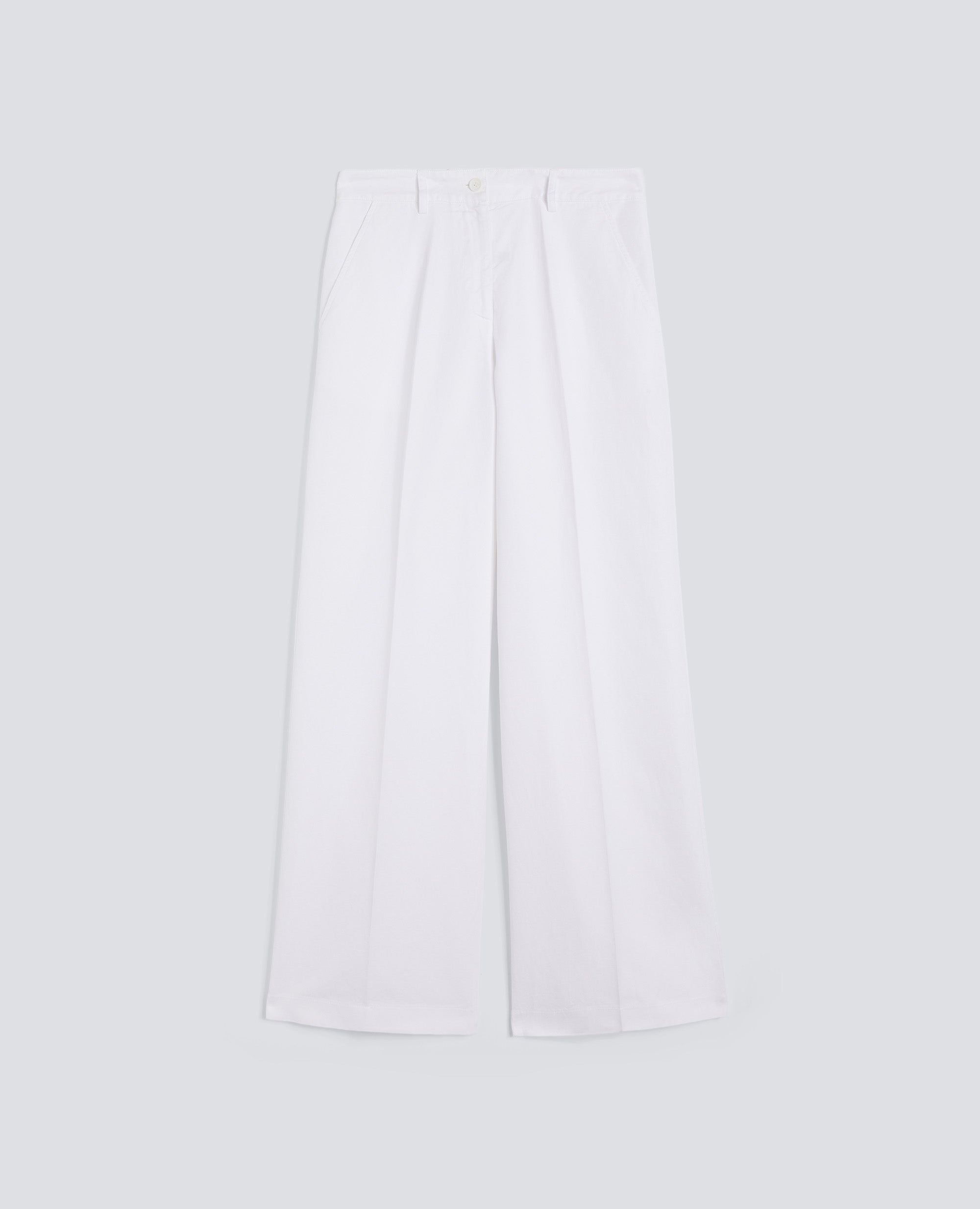 Aspesi-Garment-Dyed Cotton Linen Gabardine Trousers - White-Pants-Boboli-Vancouver-Canada