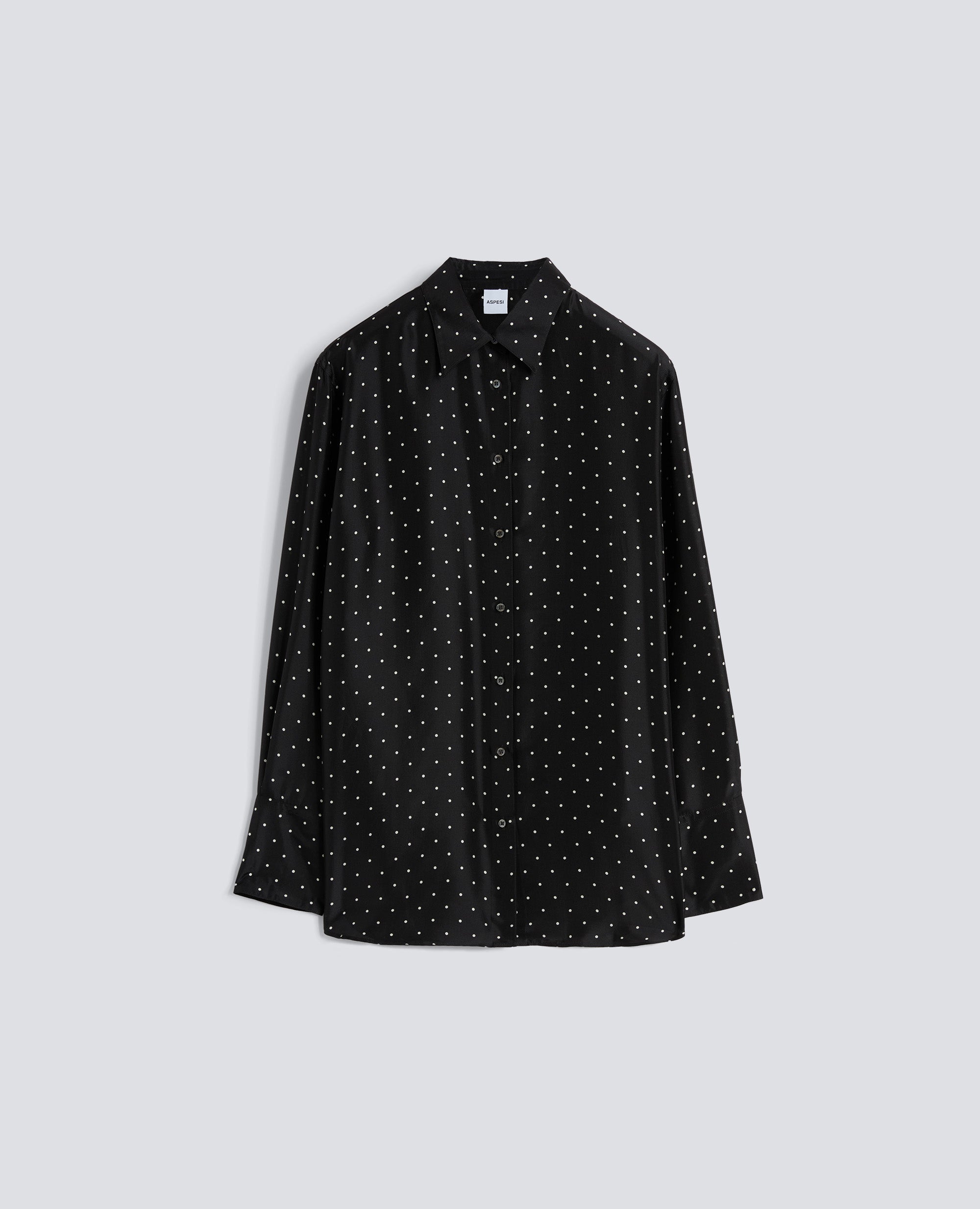 Aspesi-Silk Habutai Shirt With Polka Dots - Pois Natur-Blouses-Boboli-Vancouver-Canada