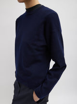 Tibi-Double Faced Cashmere Easy Sweater - Navy Darna-Sweaters-Boboli-Vancouver-Canada