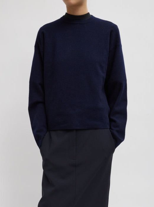 Tibi-Double Faced Cashmere Easy Sweater - Navy Darna-Sweaters-XS-Boboli-Vancouver-Canada