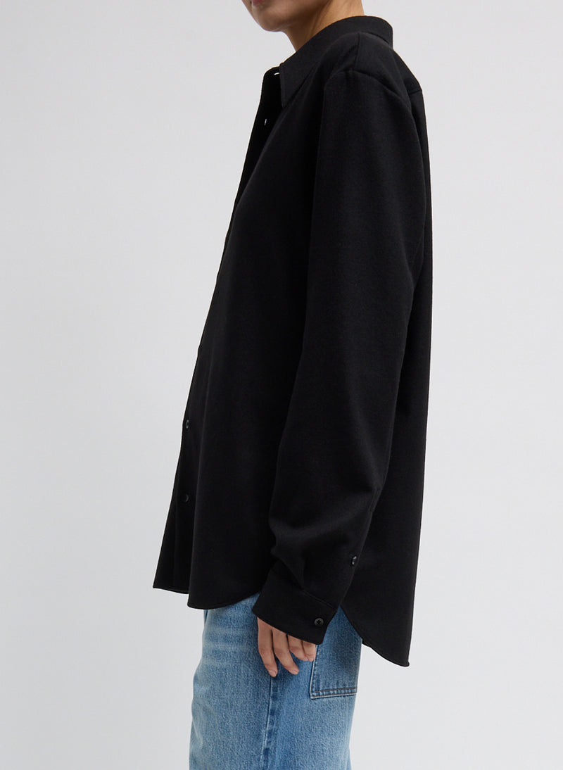 Tibi-Cashmere Suiting Classic Mens Shirt - Black-Shirts-Boboli-Vancouver-Canada
