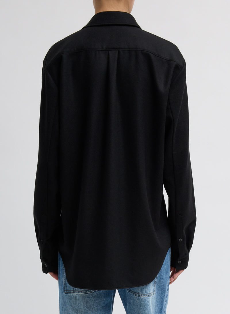 Tibi-Cashmere Suiting Classic Mens Shirt - Black-Shirts-Boboli-Vancouver-Canada