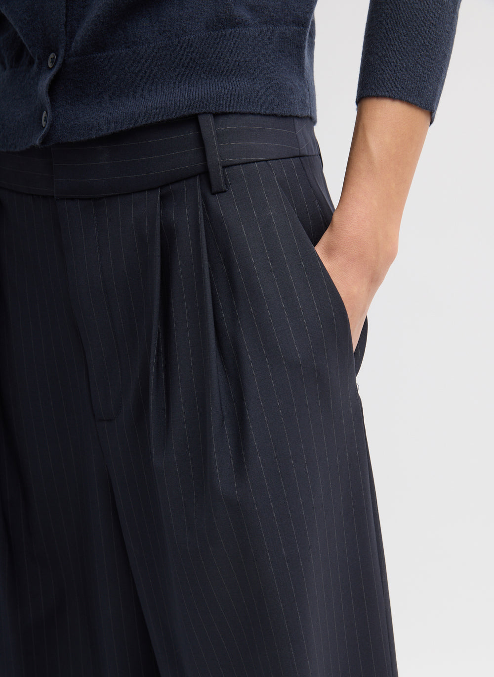 Tibi-Dominic Pinstripe Stella Pant - Navy/Multi-Pants-Boboli-Vancouver-Canada