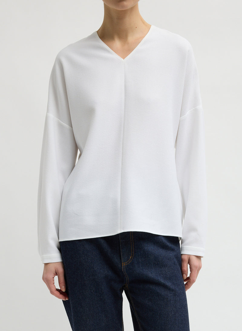 Tibi-Mica Crepe Vneck Top - White-Tops-Boboli-Vancouver-Canada