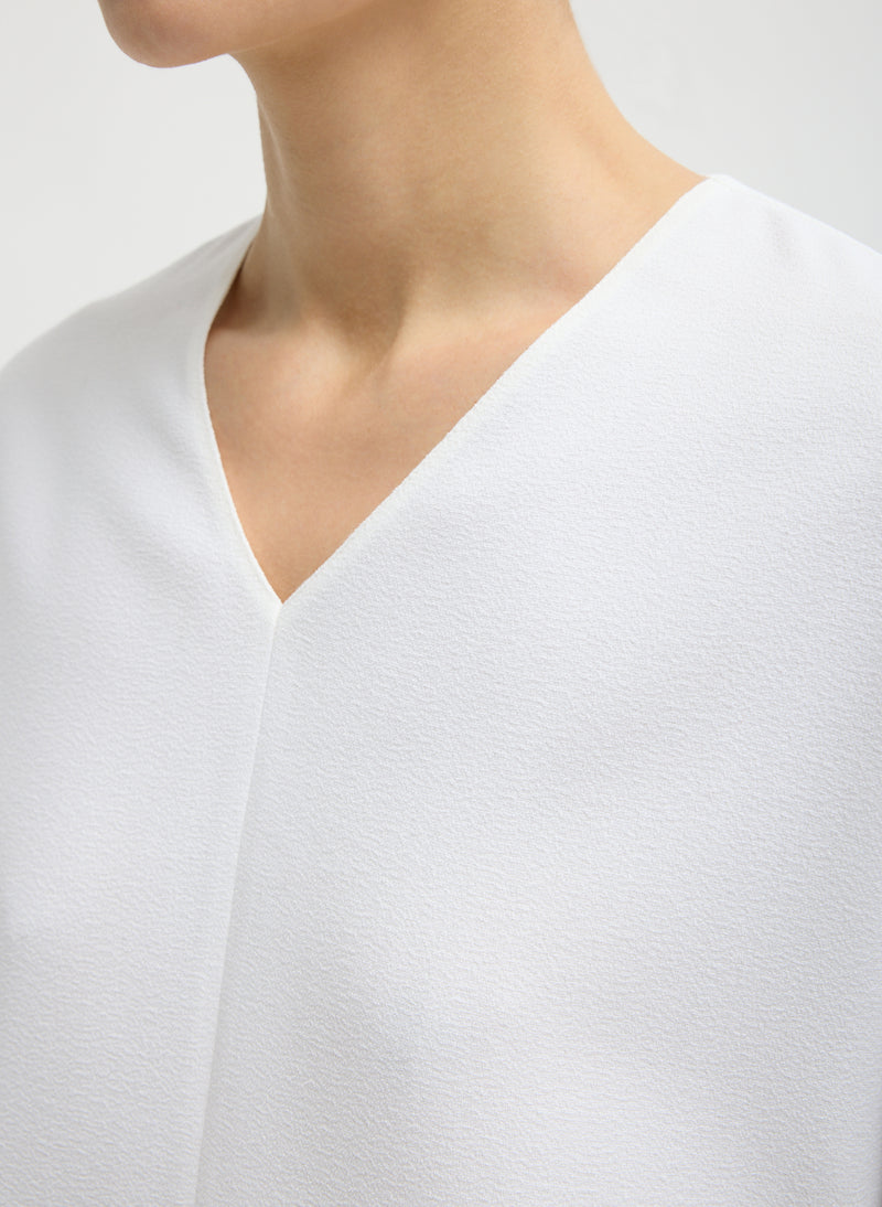 Tibi-Mica Crepe Vneck Top - White-Tops-Boboli-Vancouver-Canada