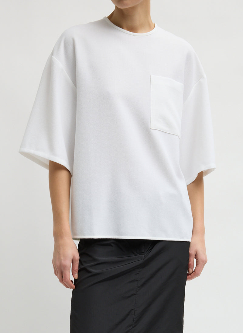 Tibi-Mica Crepe Easy T-Shirt - White-Tops-Boboli-Vancouver-Canada