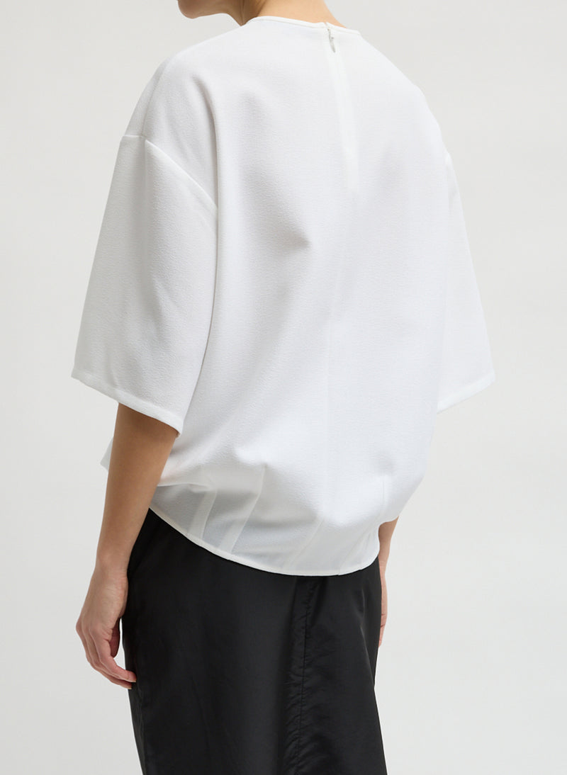 Tibi-Mica Crepe Easy T-Shirt - White-Tops-Boboli-Vancouver-Canada