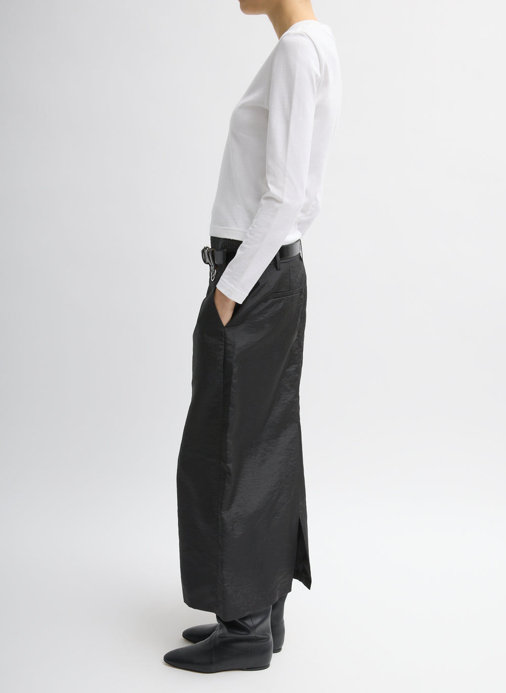 Tibi-Crispy Nylon Maxi Skirt - Black-Skirts-Boboli-Vancouver-Canada