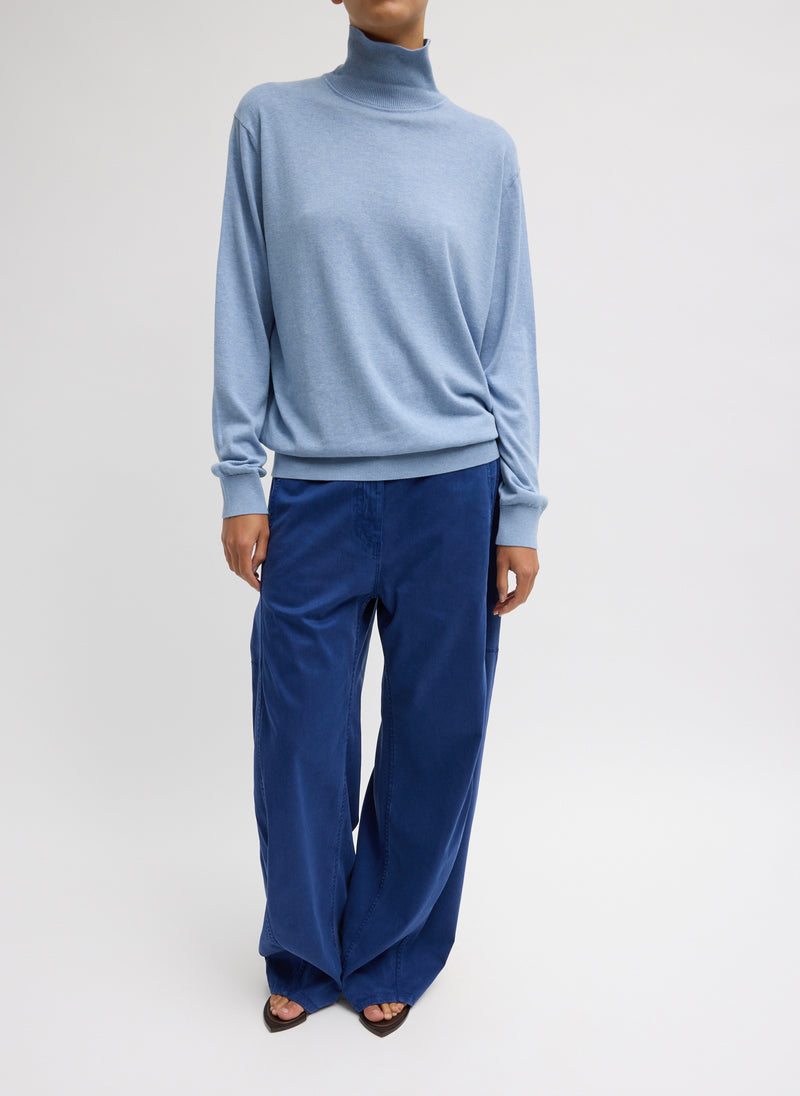 Tibi-Reactive Garment Dyed Stretch Twill Sid Pant - Navy Blue-Pants-Boboli-Vancouver-Canada