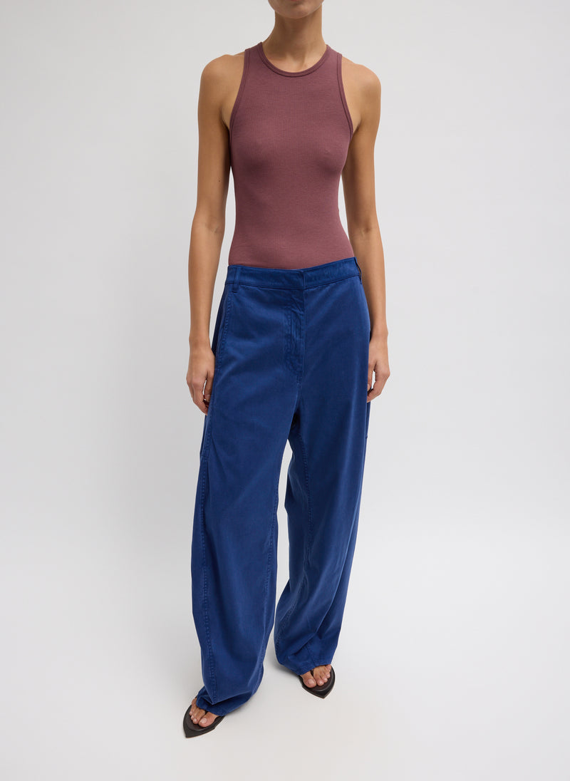 Tibi-Reactive Garment Dyed Stretch Twill Sid Pant - Navy Blue-Pants-Boboli-Vancouver-Canada