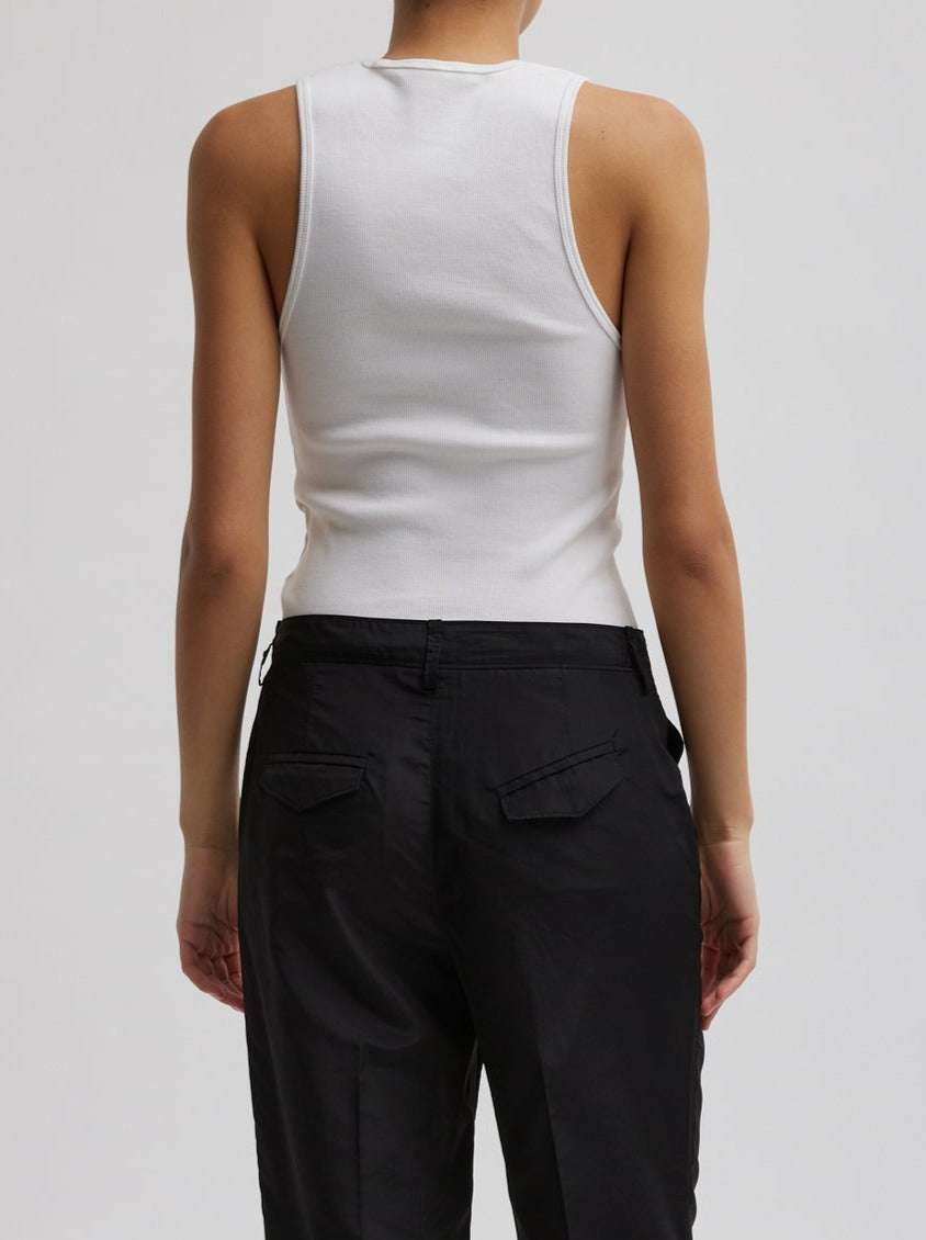 Tibi-Ribbed Tank - White-Tops-Boboli-Vancouver-Canada