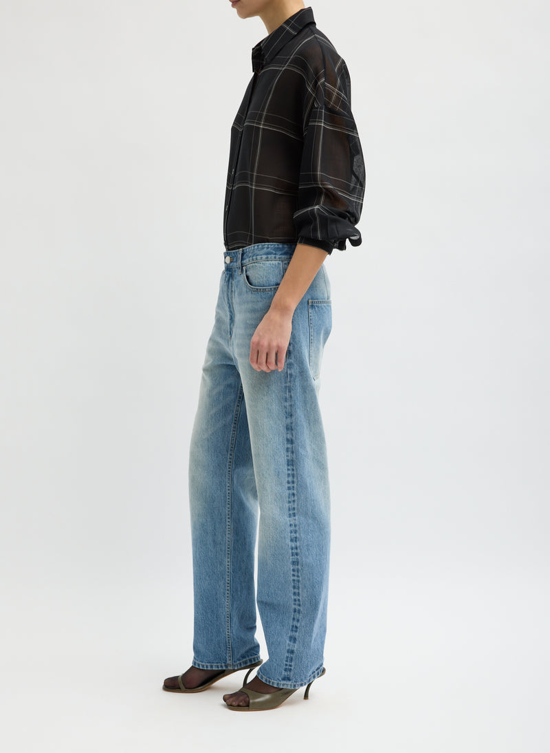 Tibi-Selvedge Denim 5 Pocket Alec Jean - Classic Wash-Pants-Boboli-Vancouver-Canada