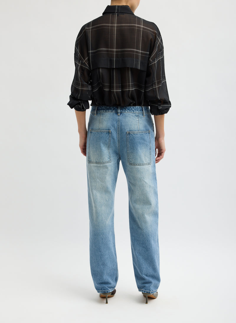 Tibi-Selvedge Denim 5 Pocket Alec Jean - Classic Wash-Pants-Boboli-Vancouver-Canada
