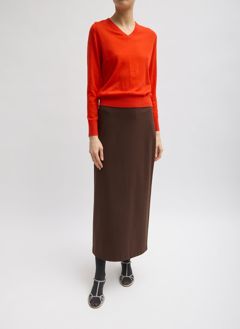 Tibi-Skinlike Mercerized Wool Shrunked VNeck - Red-Sweaters-Boboli-Vancouver-Canada