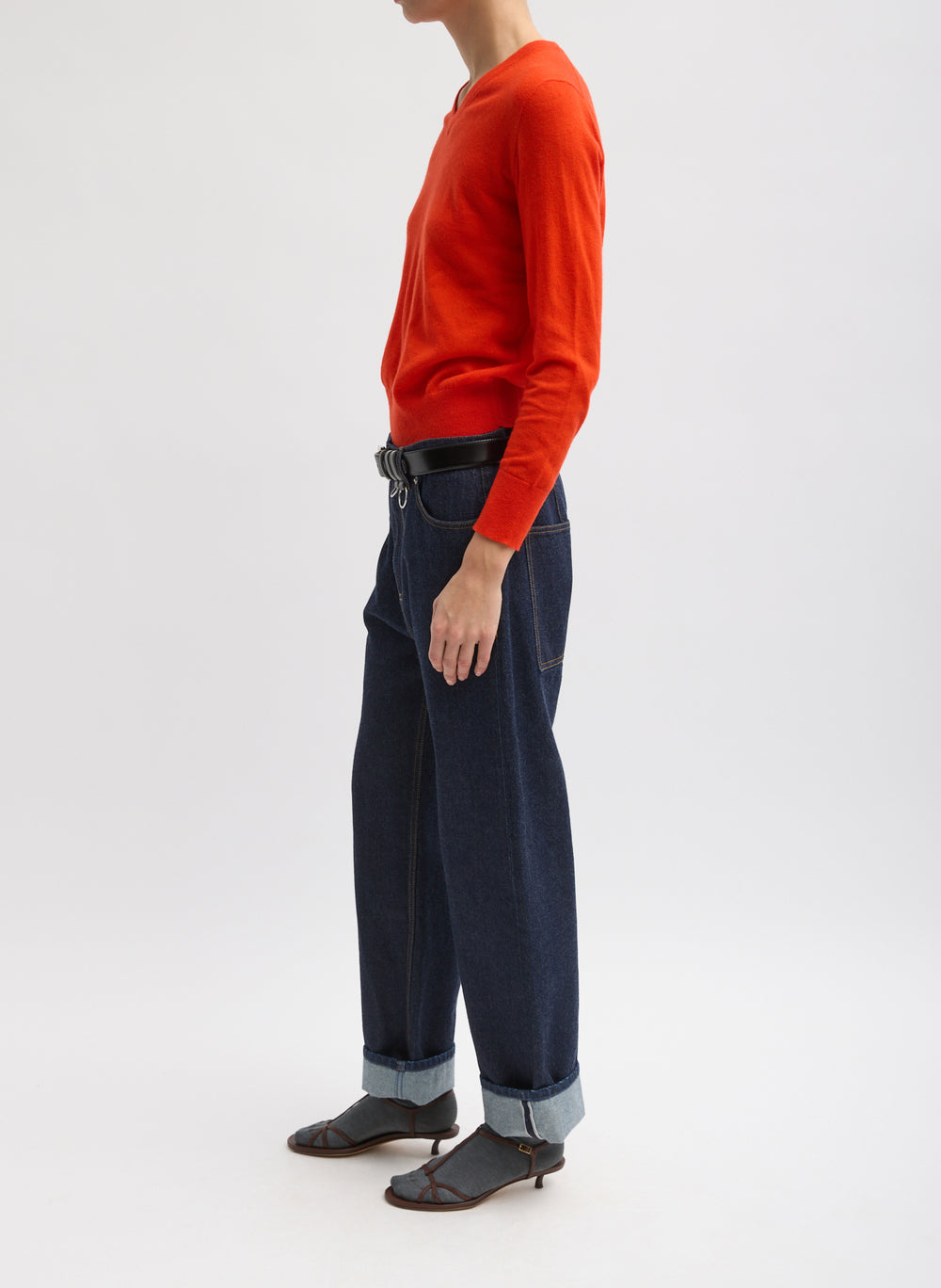 Tibi-Skinlike Mercerized Wool Shrunked VNeck - Red-Sweaters-Boboli-Vancouver-Canada