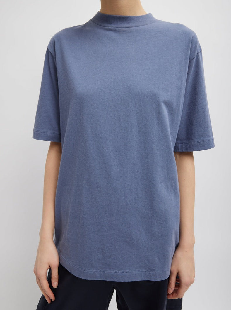 Tibi-T-Shirt Program Mock Neck T - Dusty Navy-Shirts-XS-Boboli-Vancouver-Canada