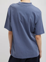 Tibi-T-Shirt Program Mock Neck T - Dusty Navy-Shirts-Boboli-Vancouver-Canada