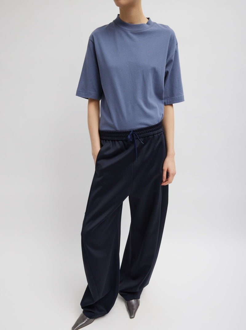 Tibi-T-Shirt Program Mock Neck T - Dusty Navy-Shirts-Boboli-Vancouver-Canada