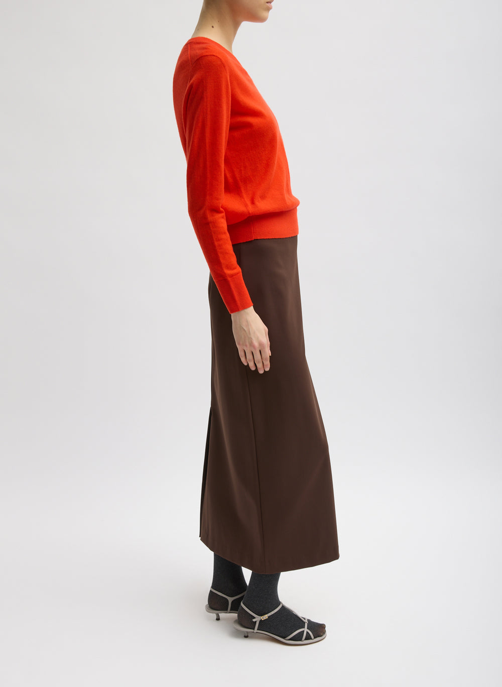 Tibi-Compact Ultra Stretch Knit Pencil Skirt - Brown-Skirts-Boboli-Vancouver-Canada