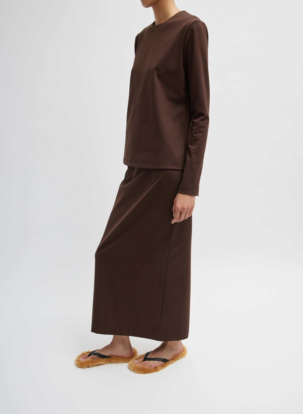 Tibi-Compact Ultra Stretch L.S. Slim Top - Brown-Tops-Boboli-Vancouver-Canada