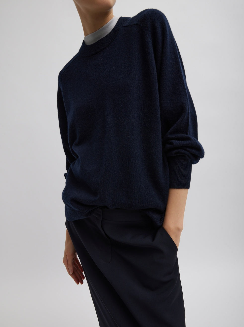 Tibi-Washable Cashmere Crewneck Sweater - Navy-Sweaters-Boboli-Vancouver-Canada