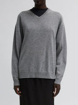 Tibi-Washable Cashmere Easy Vneck Sweater - Heather Grey-Sweaters-Boboli-Vancouver-Canada