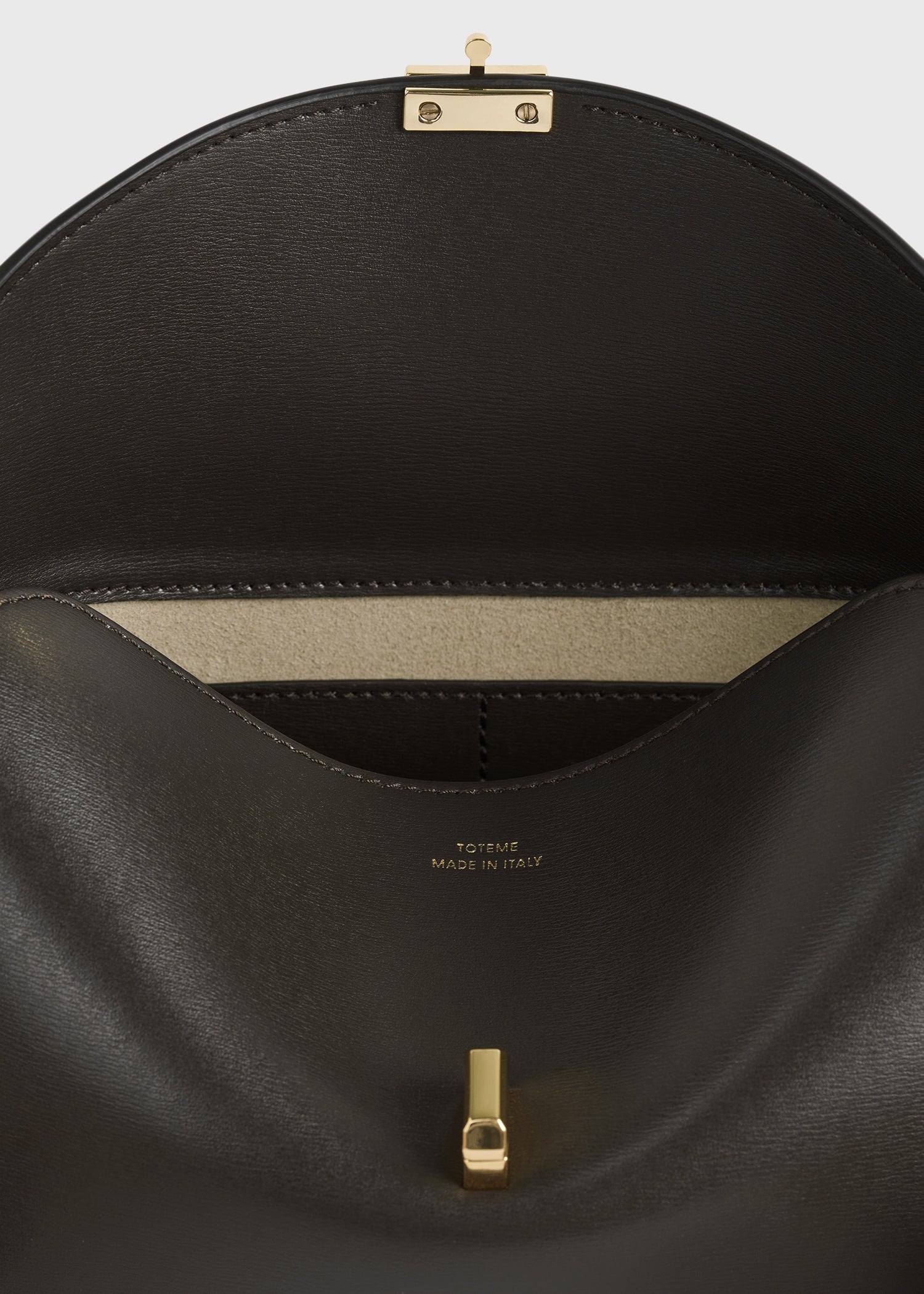 Totême-T-Lock Leather Clutch - Bark-Bags-Boboli-Vancouver-Canada