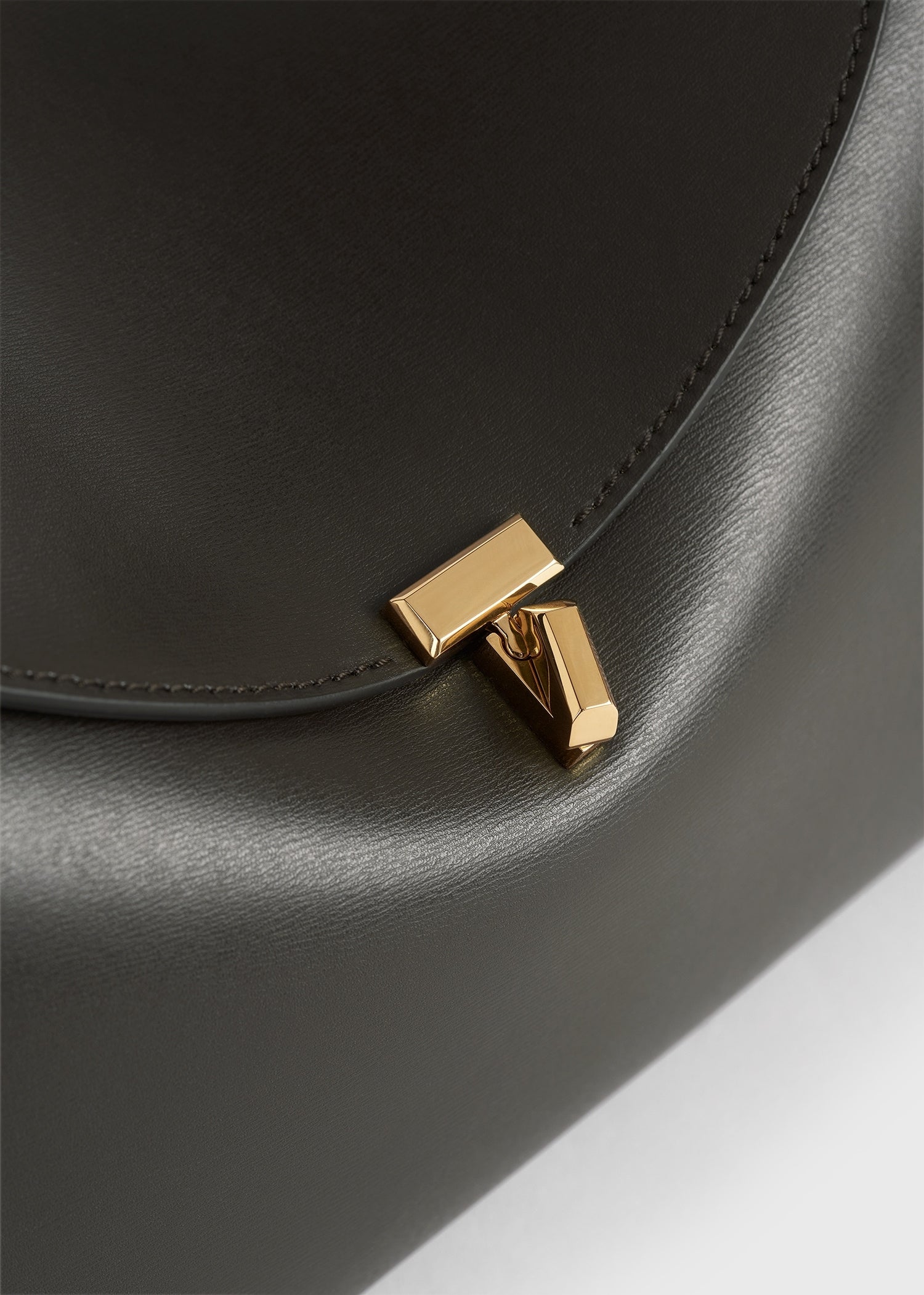 Totême-T-Lock Leather Top Handle - Bark-Bags-Boboli-Vancouver-Canada