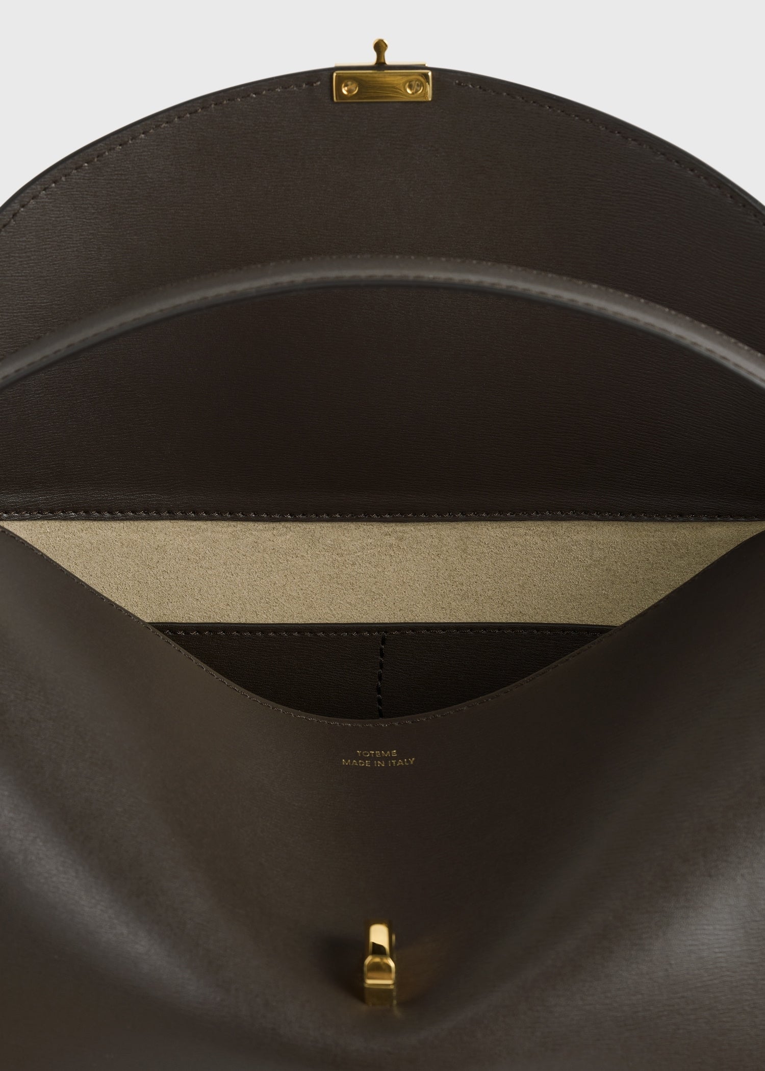Totême-T-Lock Leather Top Handle - Bark-Bags-Boboli-Vancouver-Canada