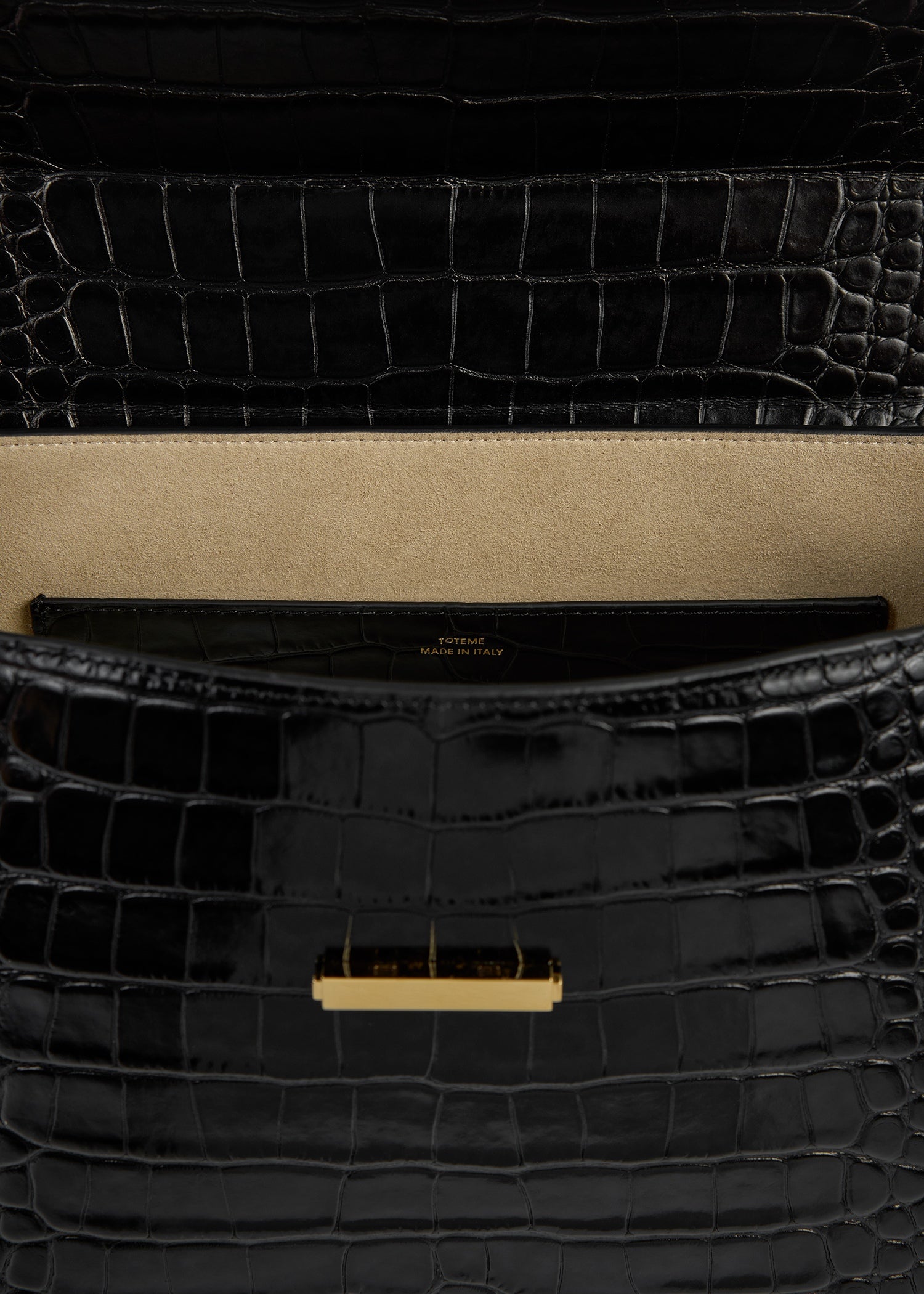 Totême-Clip Croco-Embossed Top Handle - Black-Bags-Boboli-Vancouver-Canada