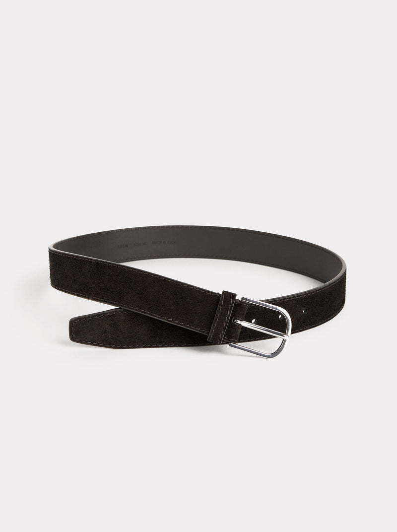 Totême-Slim Trouser Leather Belt - Espresso-Belts-Boboli-Vancouver-Canada