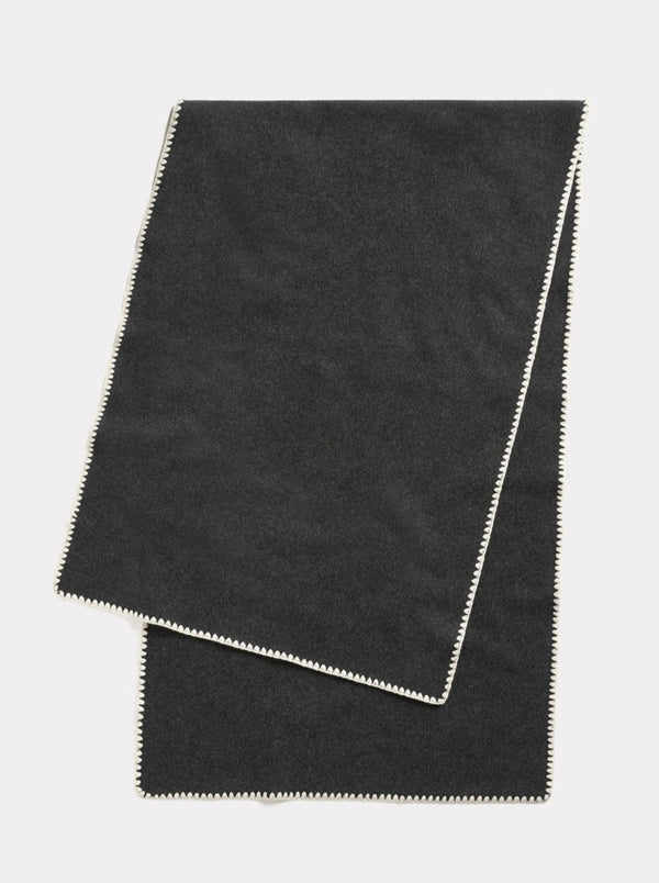 Totême-Embroidered Wool Cashmere Scarf - Grey Melange-Scarves-One Size-Boboli-Vancouver-Canada