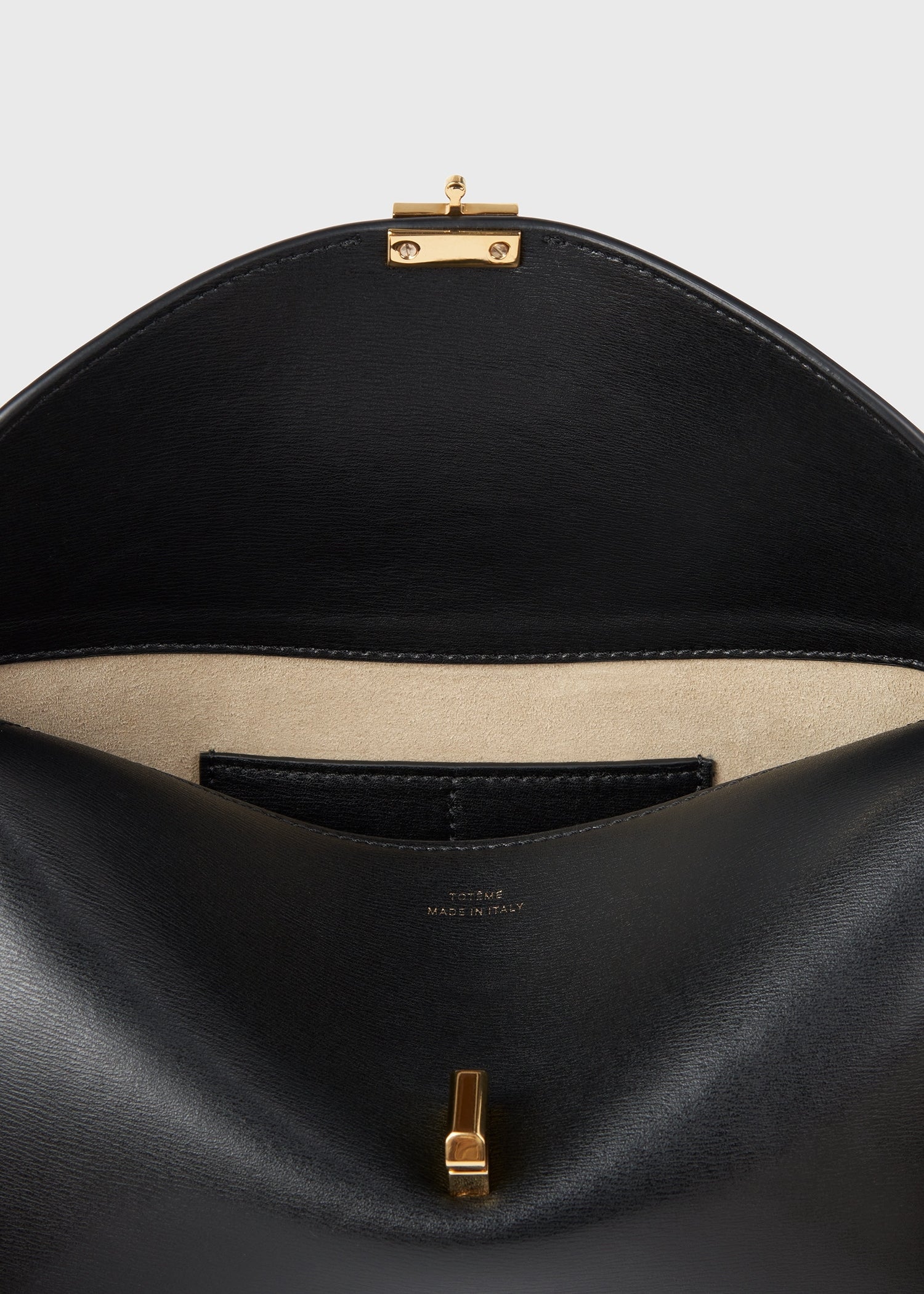 Totême-T-Lock Leather Clutch - Black-Bags-Boboli-Vancouver-Canada