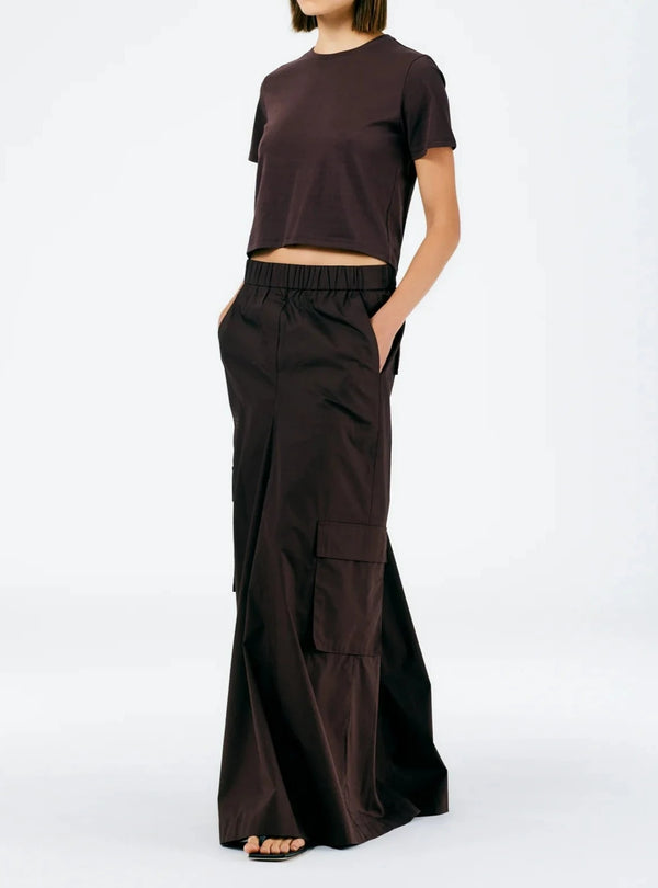 Vintage Cotton Pull On Cargo Skirt - Dark Brown