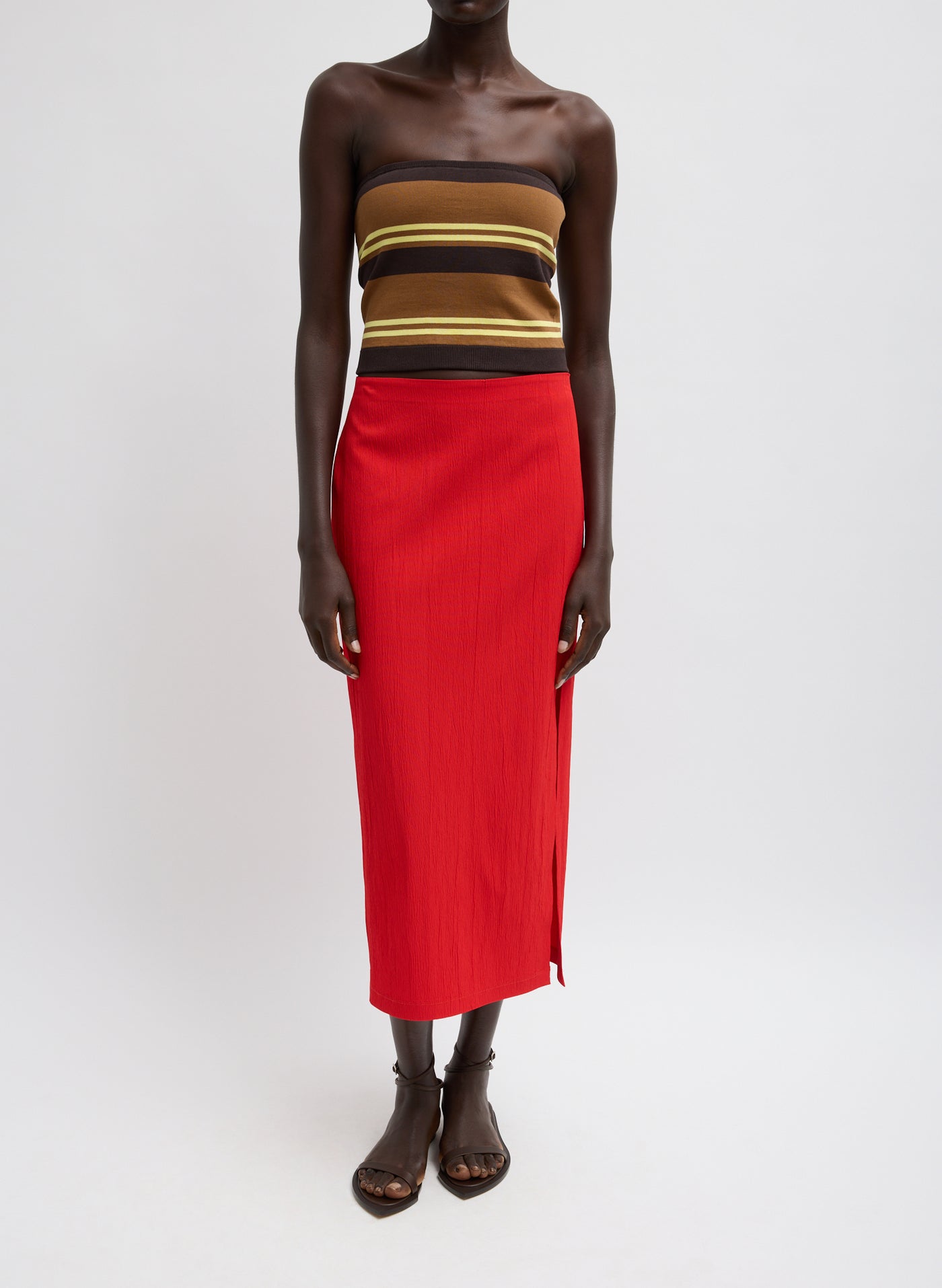 Tibi-Creased Stretch Crepe Skirt - Red-Skirts-Boboli-Vancouver-Canada