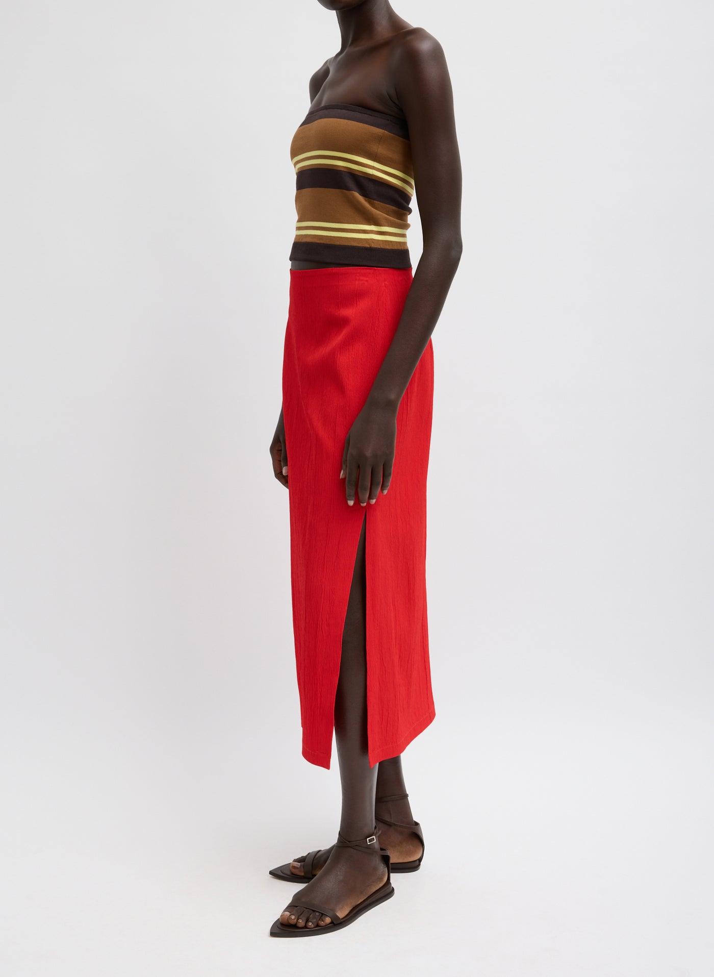 Tibi-Creased Stretch Crepe Skirt - Red-Skirts-Boboli-Vancouver-Canada