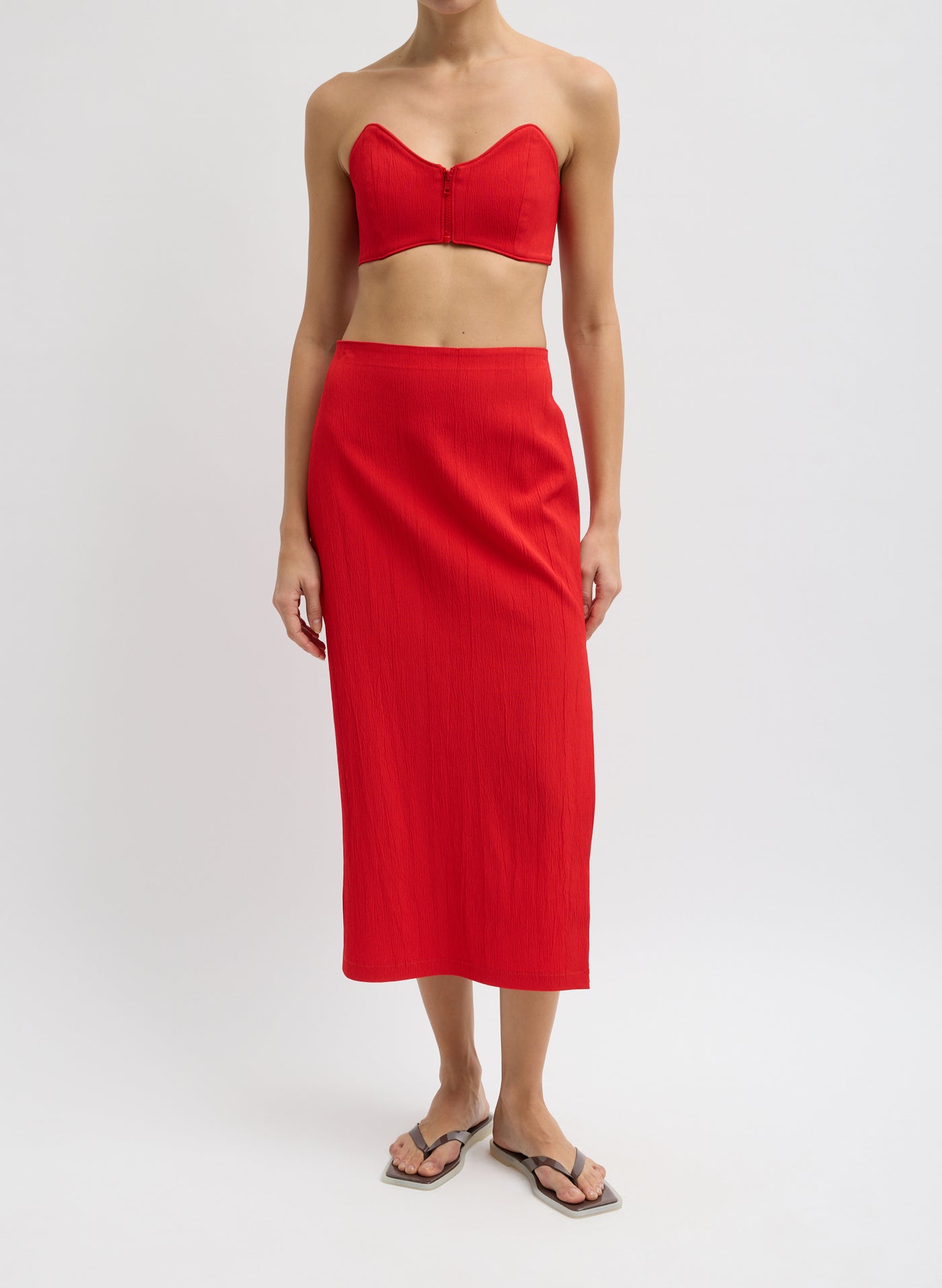 Tibi-Creased Stretch Crepe Strapless Bralette - Red-Tops-Boboli-Vancouver-Canada